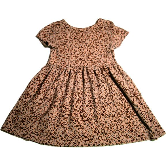 Cat & Jack Toddler Girl's Brown Dress with Leopard Print Size 2T Pleated Skirt - Picture 3 of 4